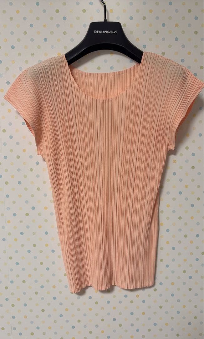 プリーツデザイン 半袖Tシャツ ピンク