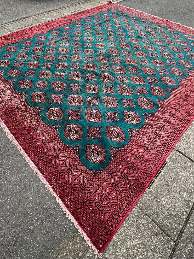 ペルシャ トルクメン ブハラ アンティーク 手作りラグ 302X354