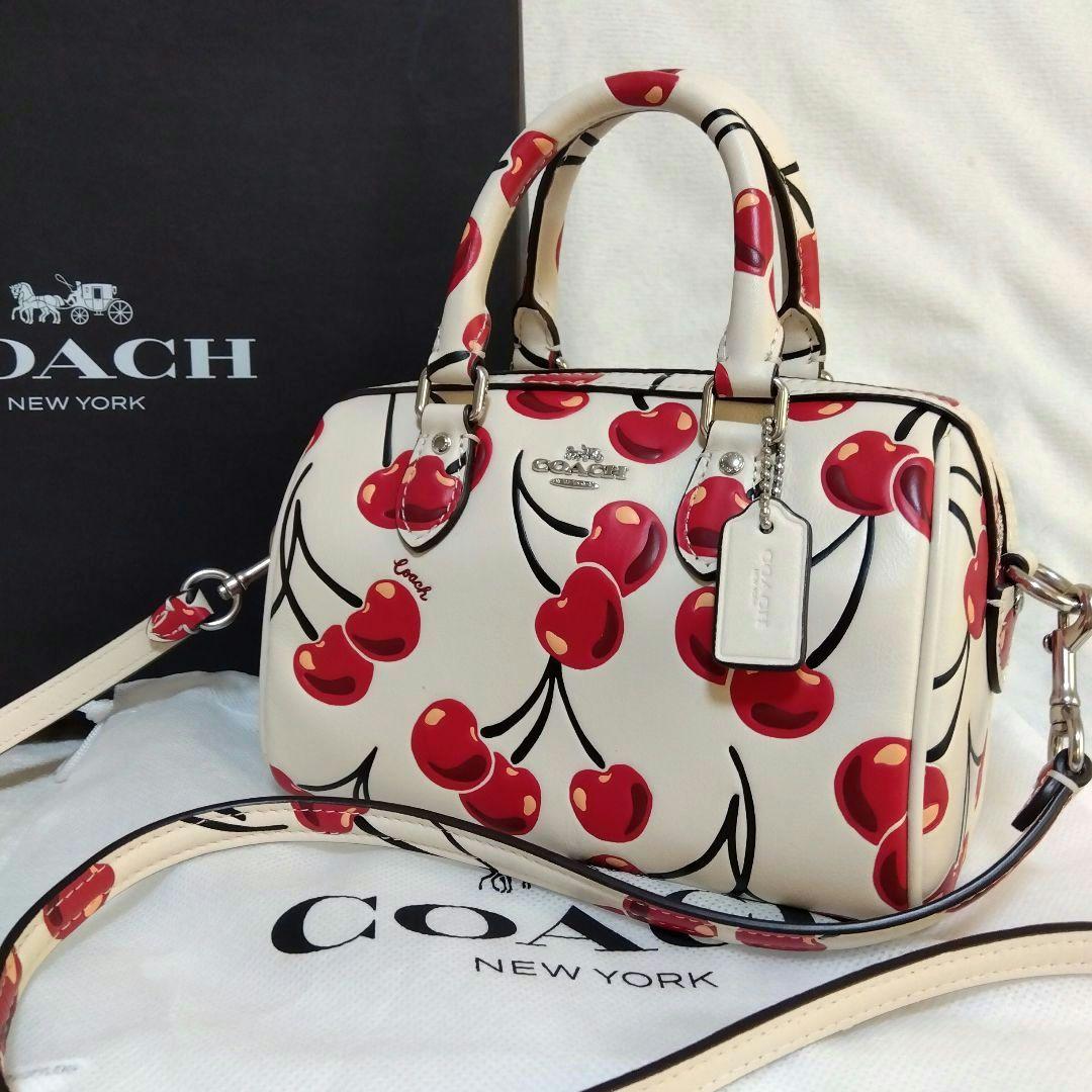 COACH ショルダーバッグ ミニ ローアン クロスボディ チェリー柄 レザー