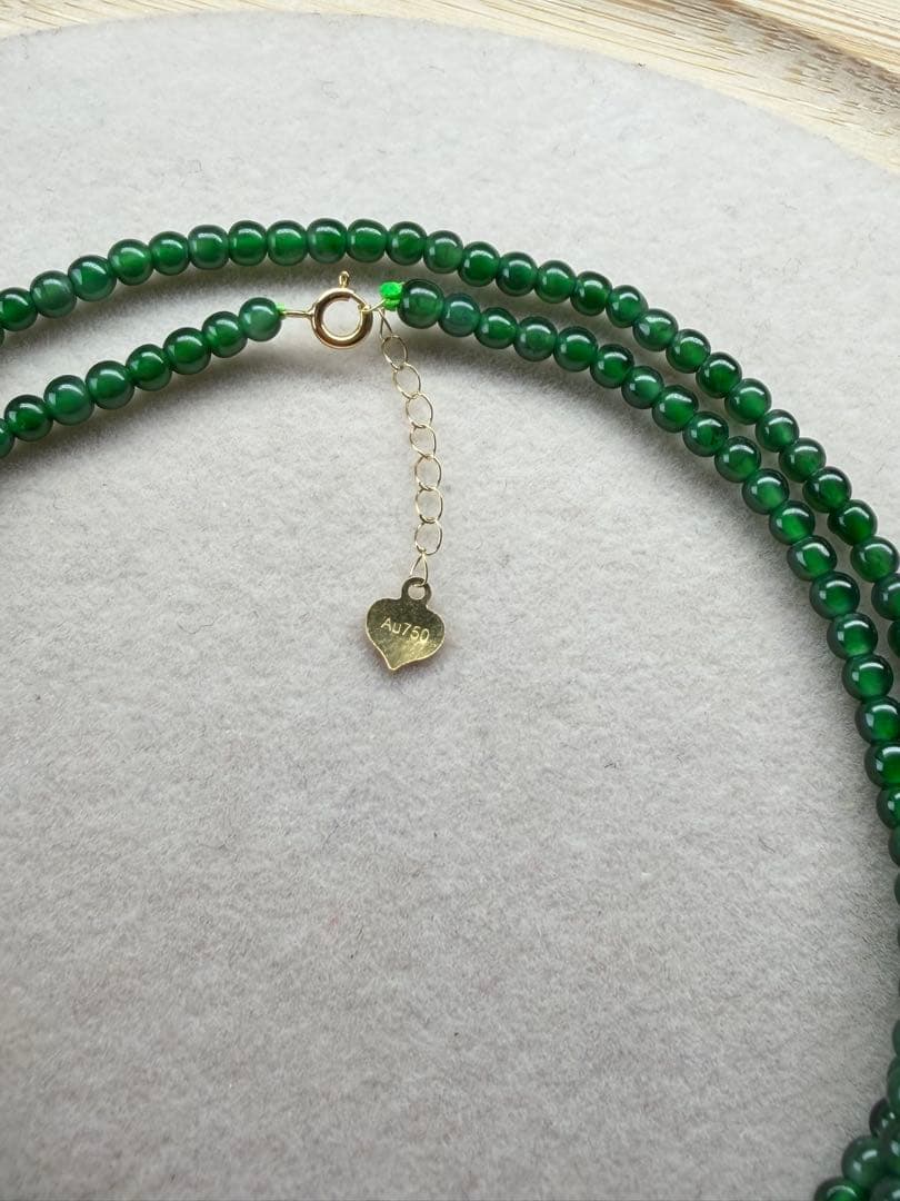 新入荷❣️高品質‼️天然A貨翡翠　18k、氷種満緑小粒ネックレス　鑑定書付き