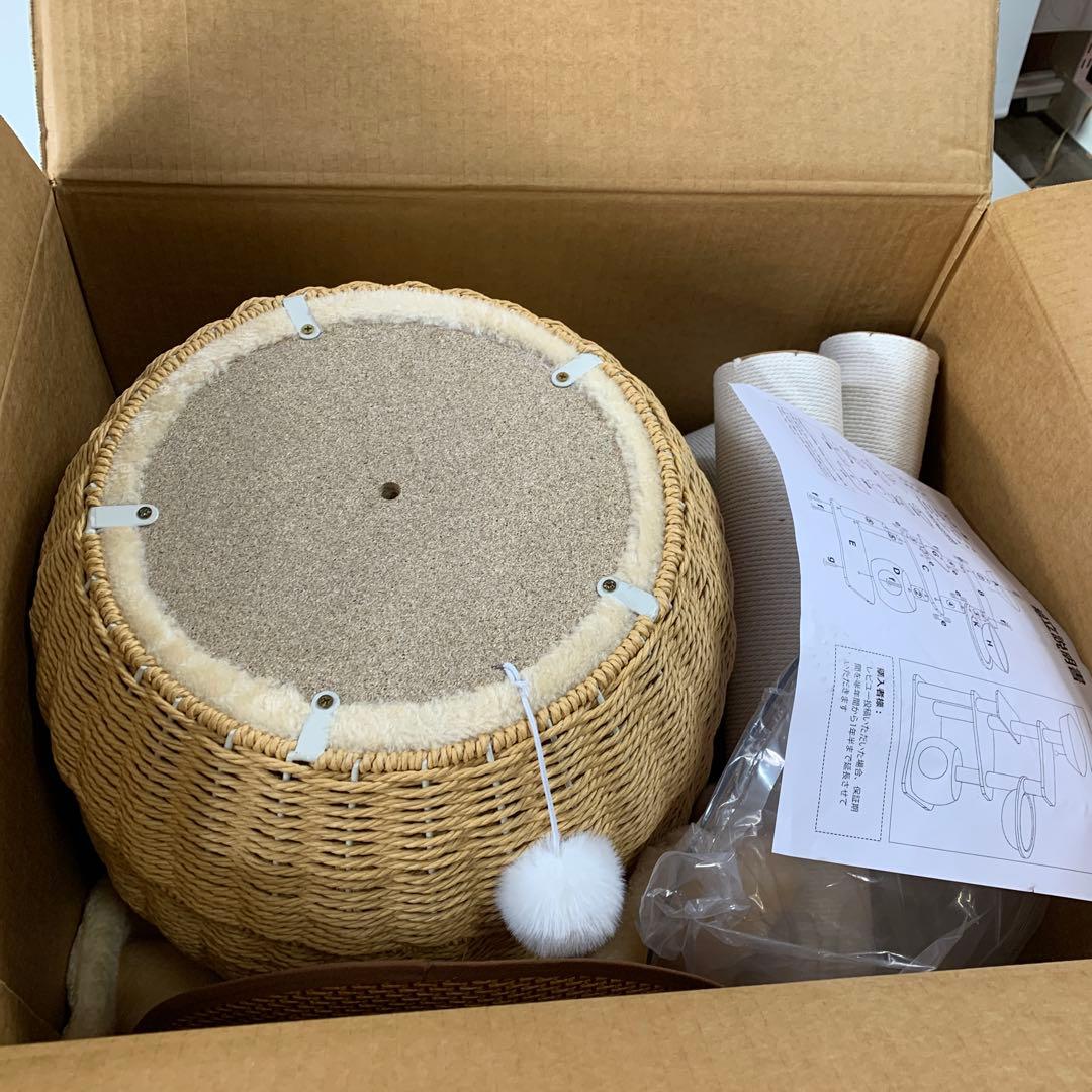 PETTIFUL キャットタワー 木製に生地張り 大型 据え置き 大型猫