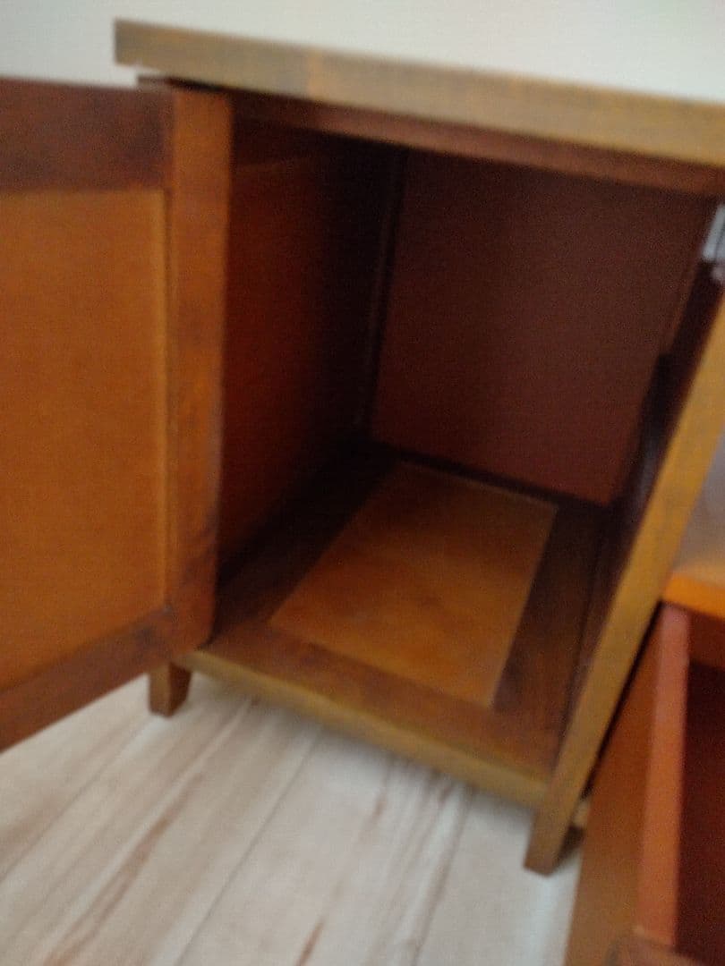 木製テレビ台 ラタン編み扉 引き出し付き