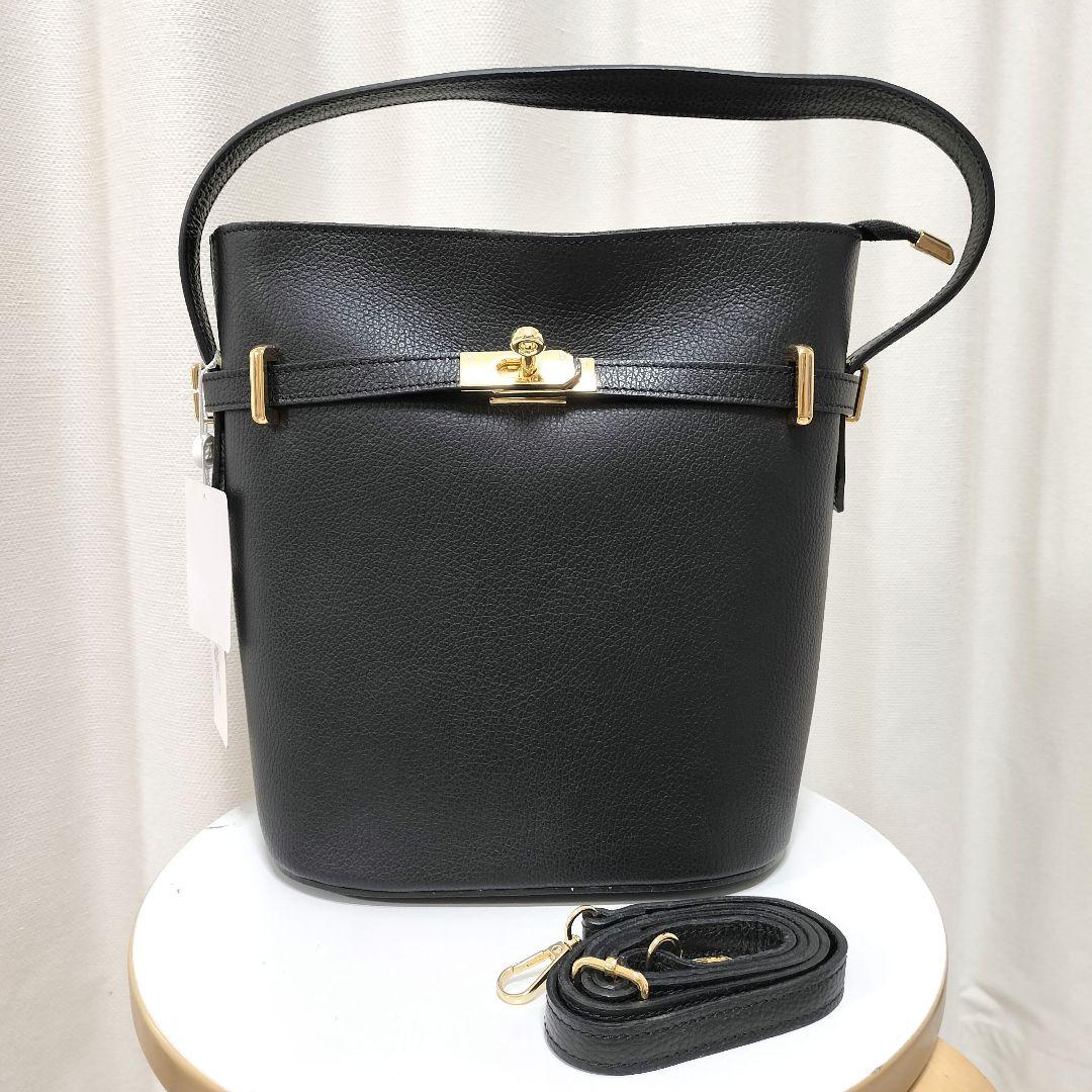 訳あり新品　AULENTTI　ワンハンドル金具付きbasketバック　牛革