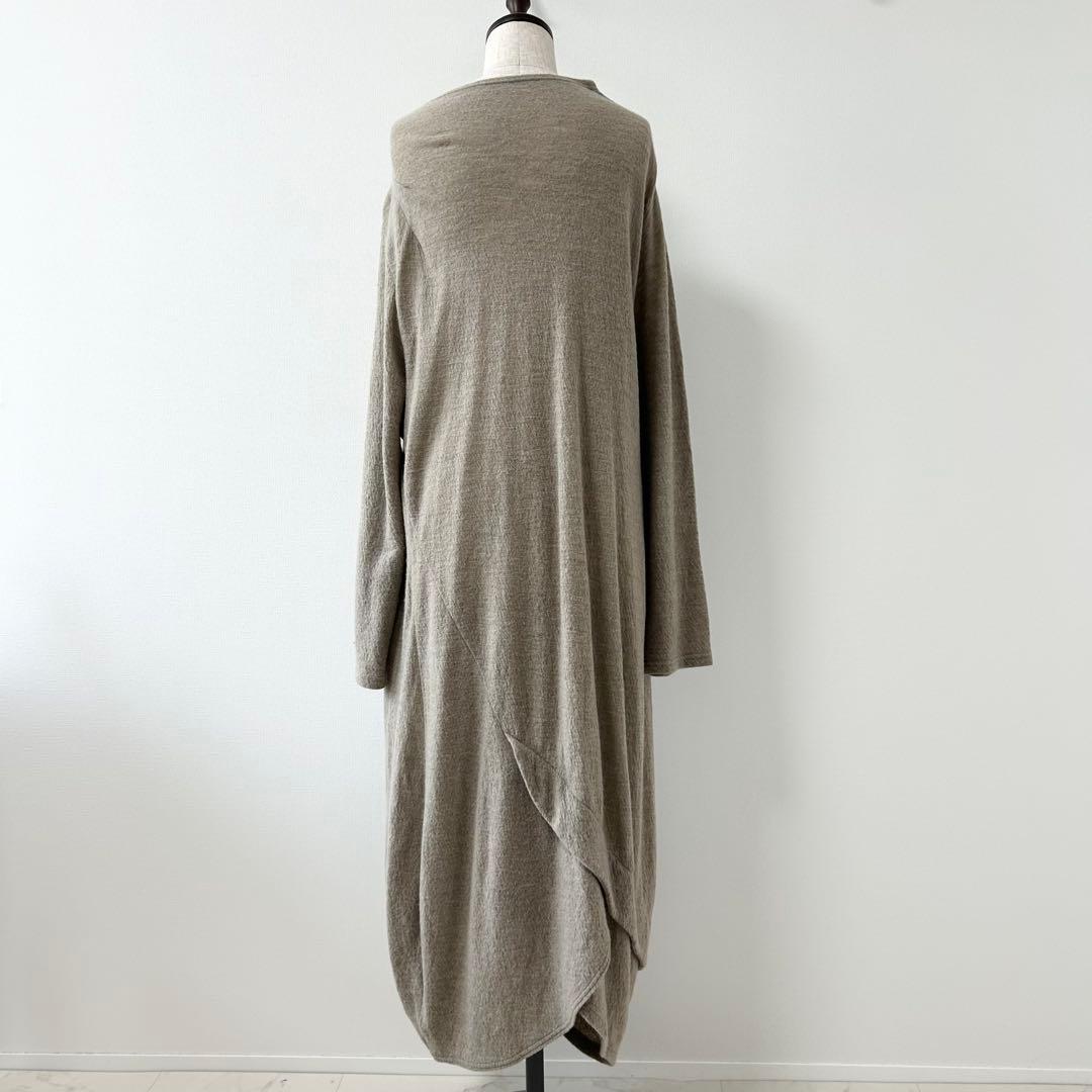 慈雨　変形ニットワンピース　ベージュ　ウール　40