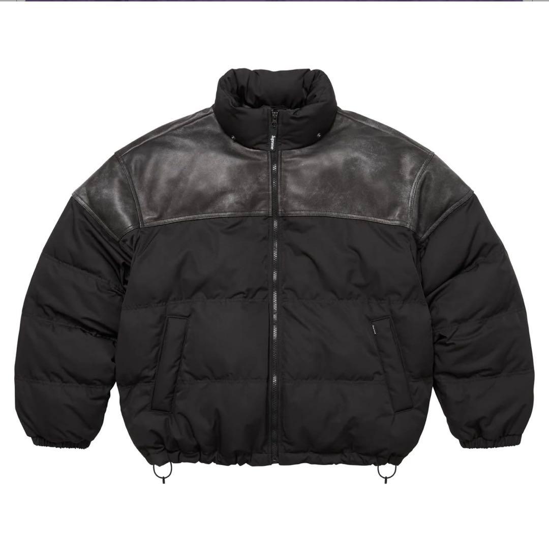 ジャケット・アウター supreme Leather Yoke Puffer Jacket XXL