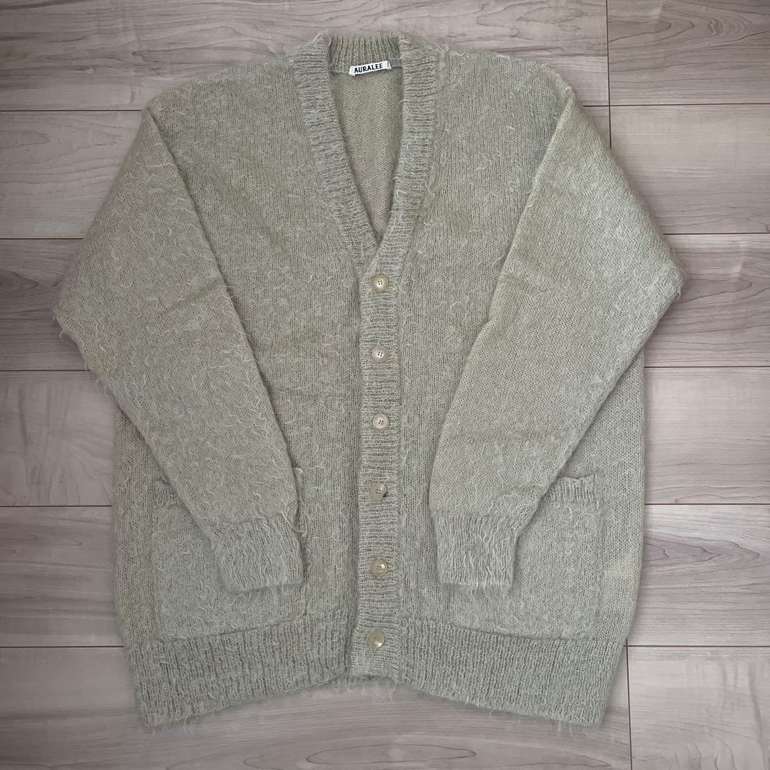 AURALEE BRUSHED SUPER KID モヘヤMIXカーディガン