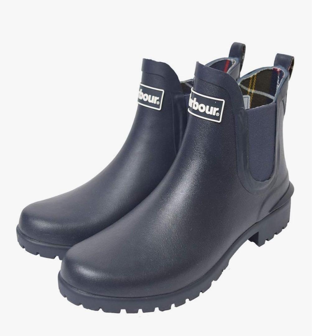 お買い得品　Barbourバブアー サイドゴア レインブーツ ネイビー　UK7