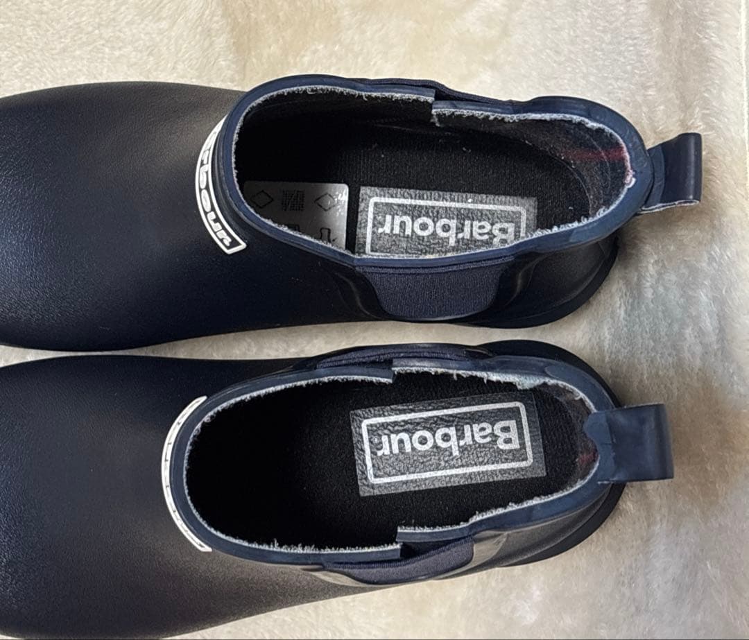 お買い得品　Barbourバブアー サイドゴア レインブーツ ネイビー　UK7