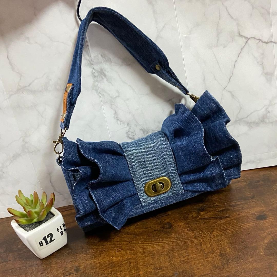 専用*No.30 デニムリメイク【お財布付きバッグ・フリル付き長財布】