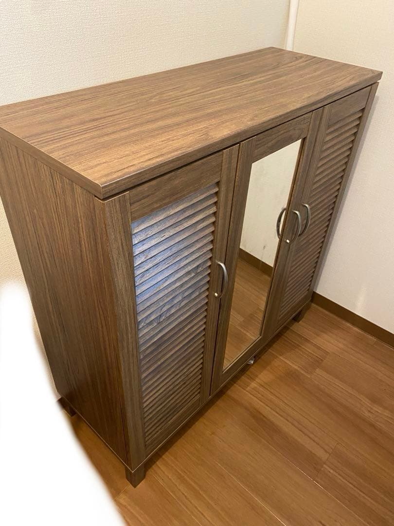 【美品】ニトリ シューズボックス ミラー付き 玄関収納 幅90cm 送料込み