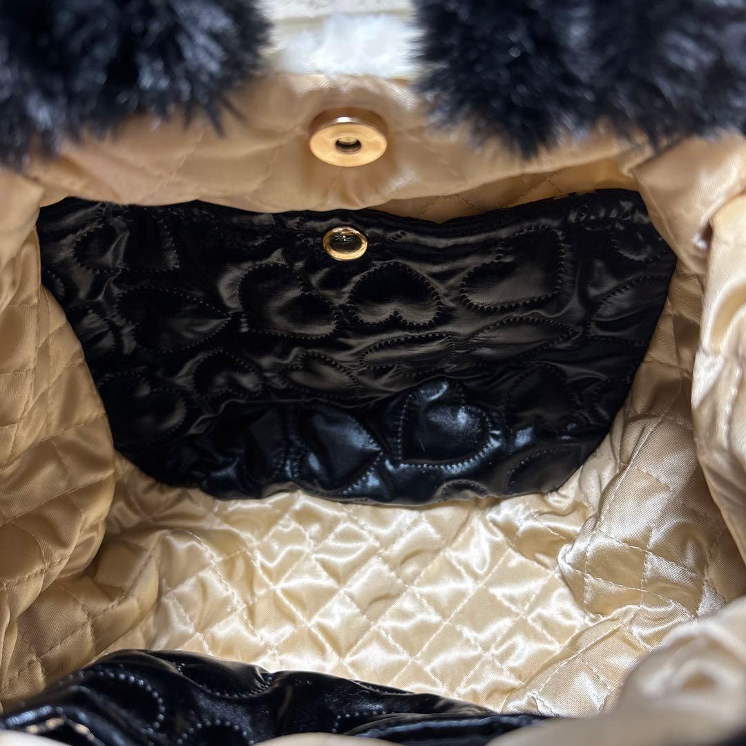 牡*中様 コヤンイサムチョン　フリルファーバッグ　黒　サンダーちゃん　ヒョウ柄