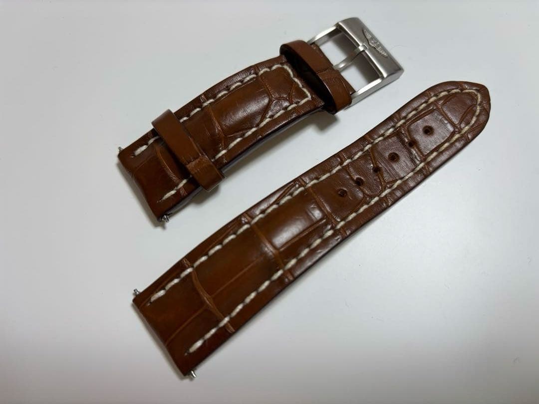 ちーかま　ブライトリング 純正　クロコ　ブラウン　レザーベルト