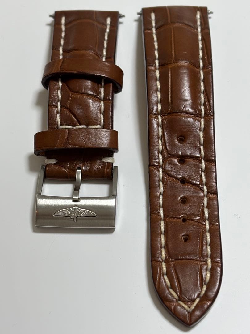 ちーかま　ブライトリング 純正　クロコ　ブラウン　レザーベルト