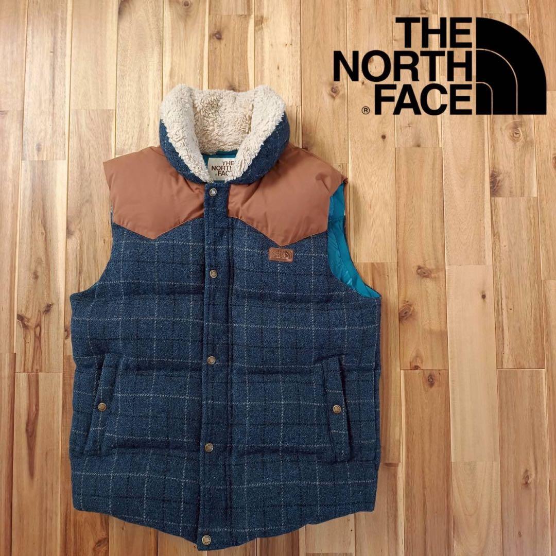 THE NORTH FACE チェック柄　ダウンベスト　メンズXL