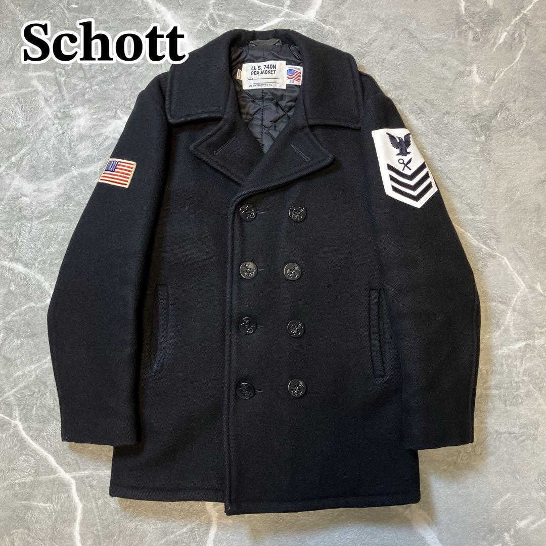 【希少】Schott ウール ピーコート 740N ワッペン USA製 38 L