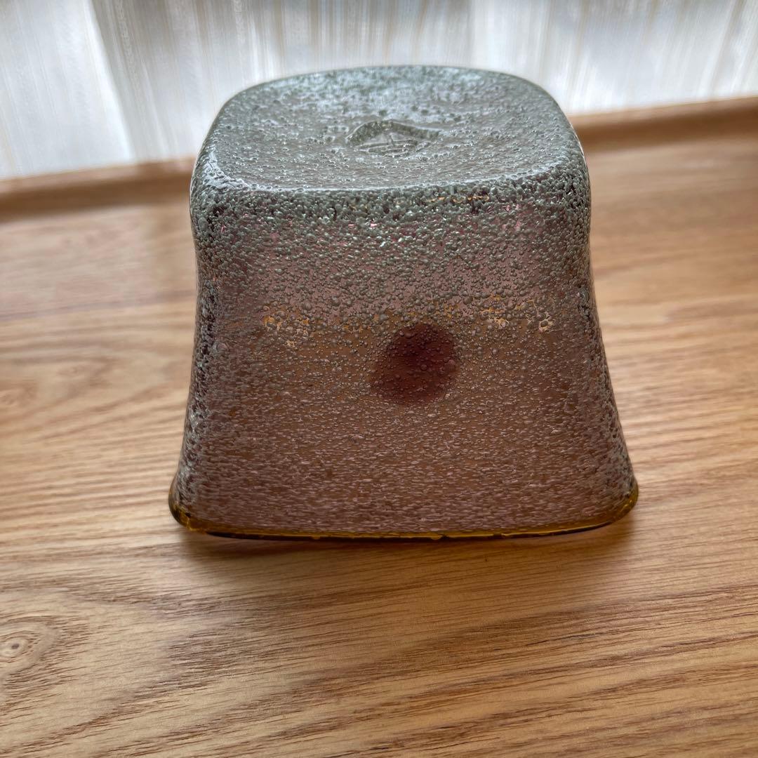 琉球ガラス　現代の名工　稲嶺盛吉　 四角　向付　小鉢 泡ガラス