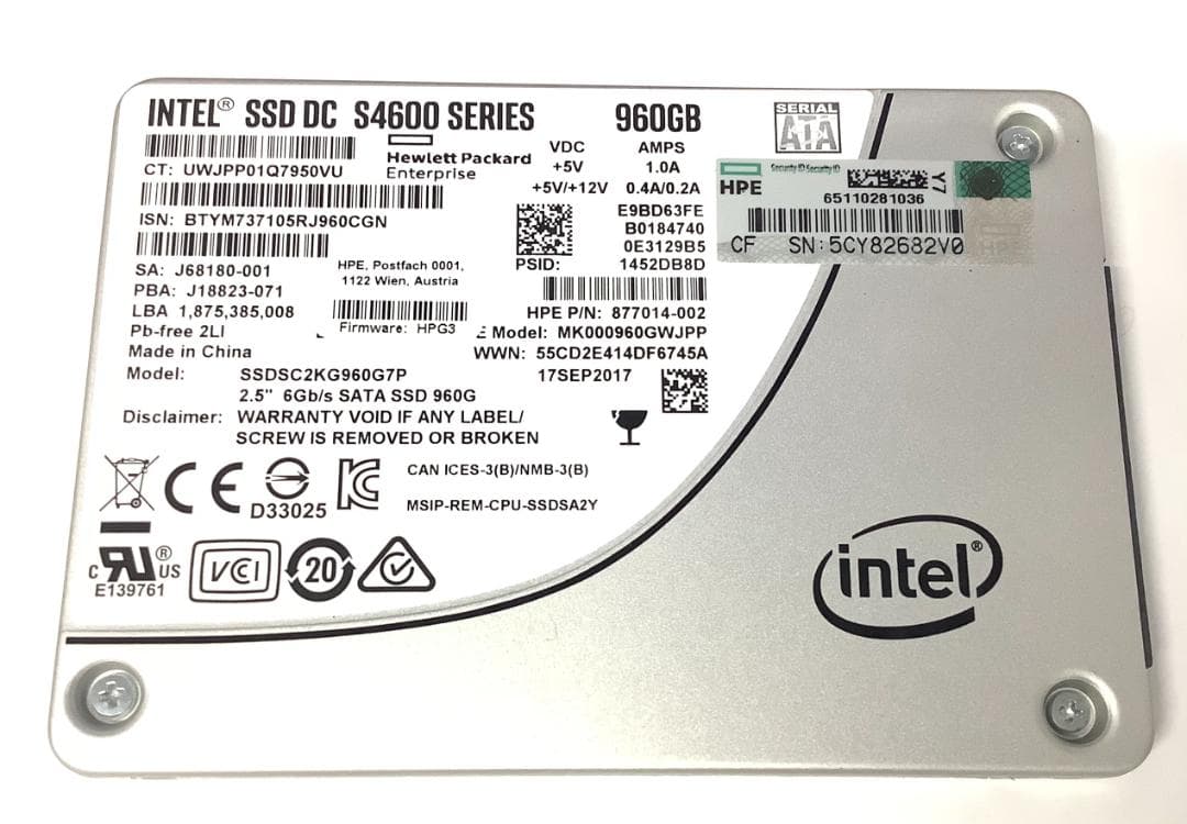 ③-WA298 Intel SATA 960GB 2.5インチ SSD 1点