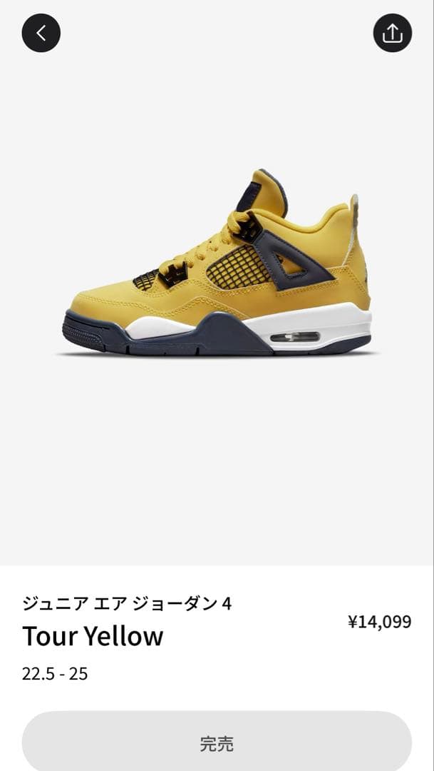 【新品未使用】NIKE Air Jordan 4 イエロースニーカー20.5cm