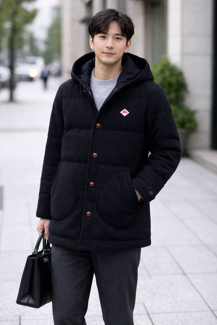 美品　DANTON BEAMS別注 ウールモッサダウン黒XL クリーニング済