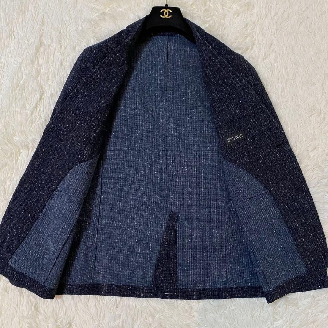 未使用級✨PLST シアサッカー 洗える ストレッチ セットアップ ネイビー S