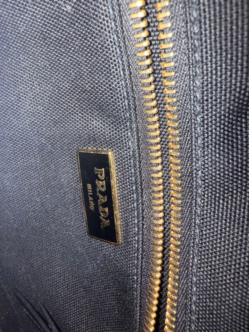 PRADA ラタン トートバッグ ベージュ/ブラック