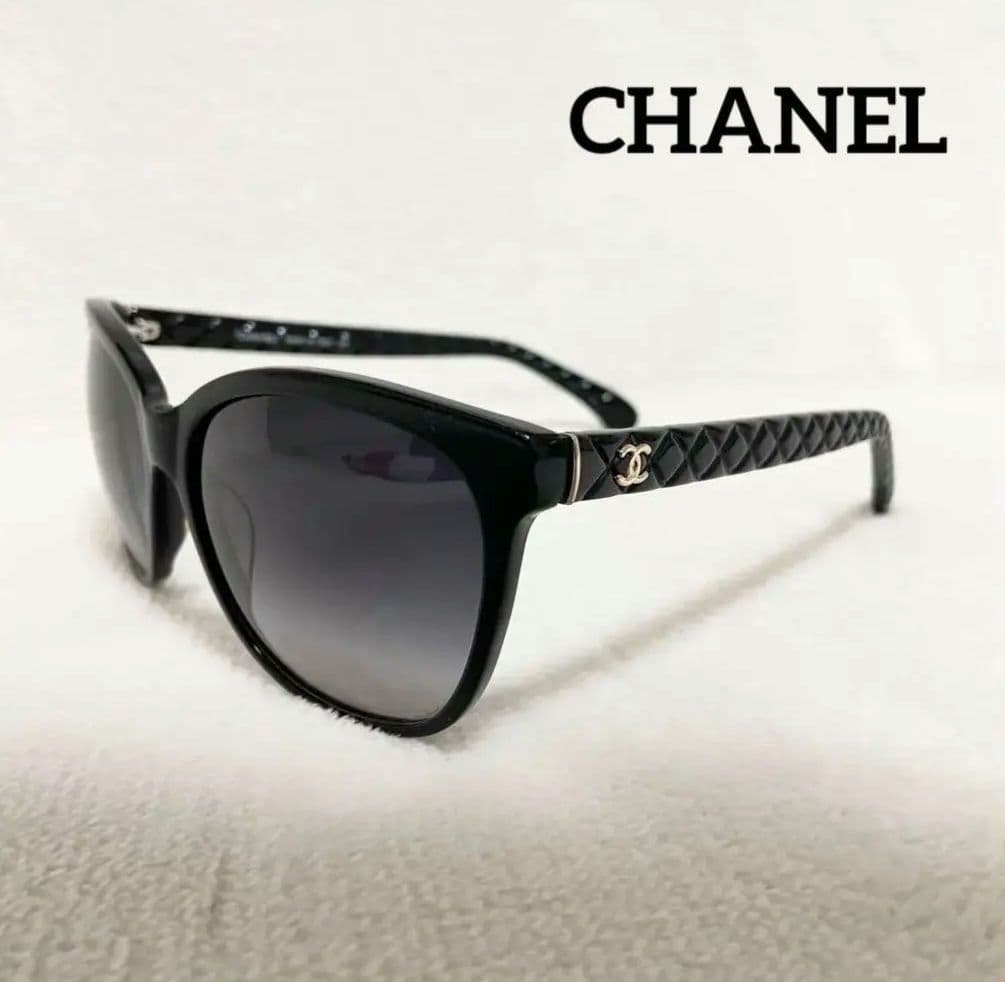 CHANEL サングラス メガネ ブラック ココマーク マトラッセ ゴールドロゴ