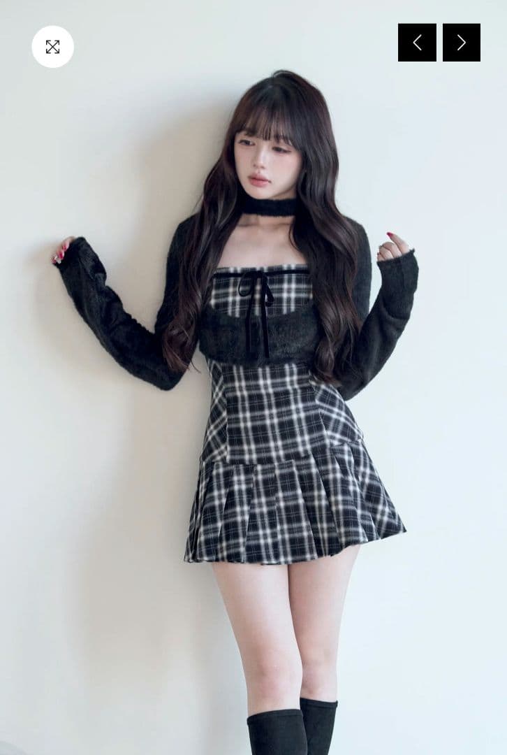 nogenki BunnyLis ファーボレロ×チェックミニワンピ