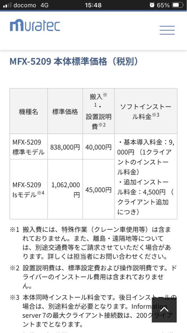 値下げ❗️個人事業主向け　 ムラテック　MFX5209