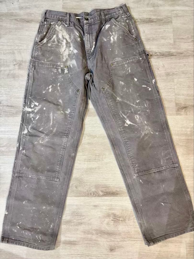 361 Carhartt ダブルニー グレー ペンキ メキシコワーク