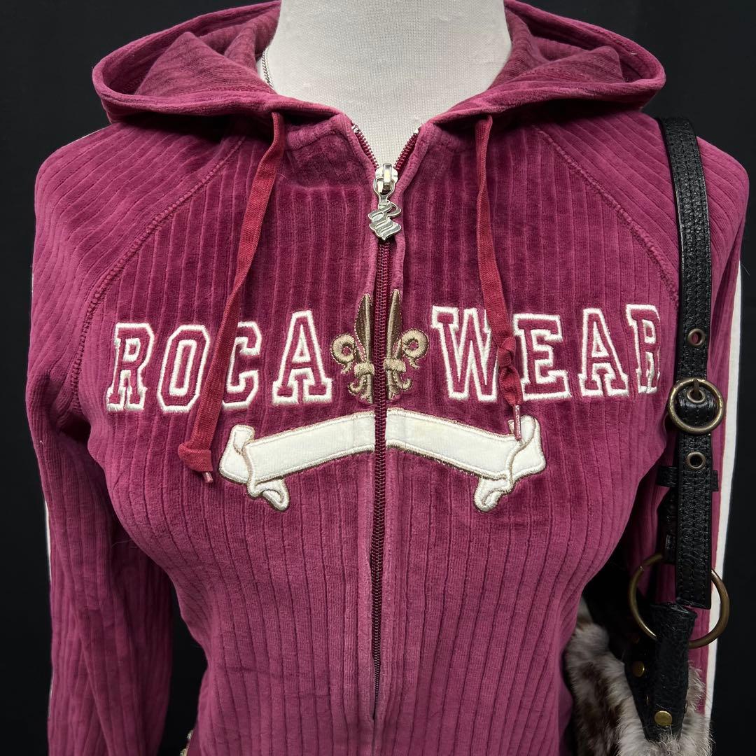 希少　ROCA WEAR ベロア　ジップアップ　フーディ　平成ギャル　y2k