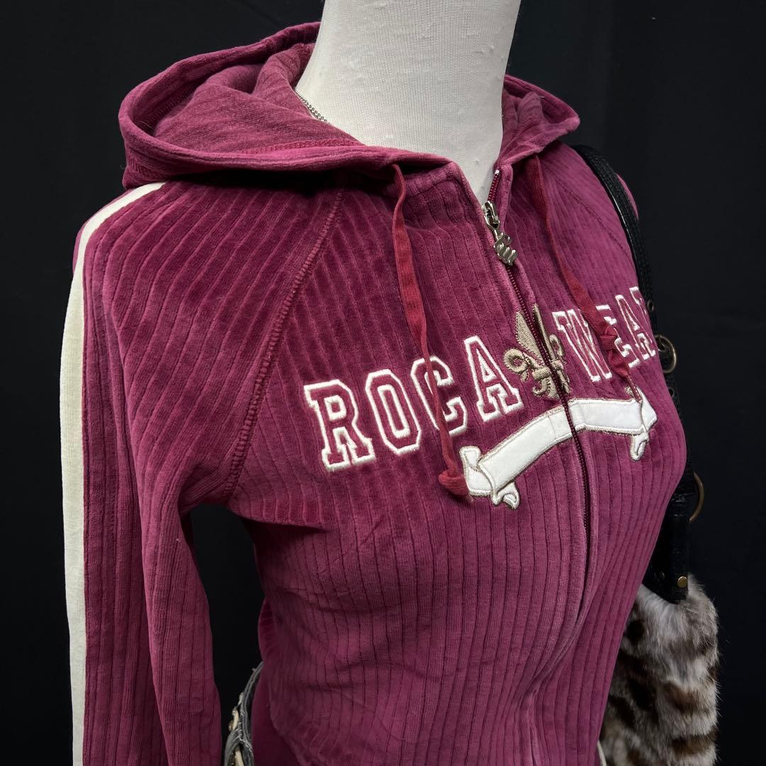 希少　ROCA WEAR ベロア　ジップアップ　フーディ　平成ギャル　y2k