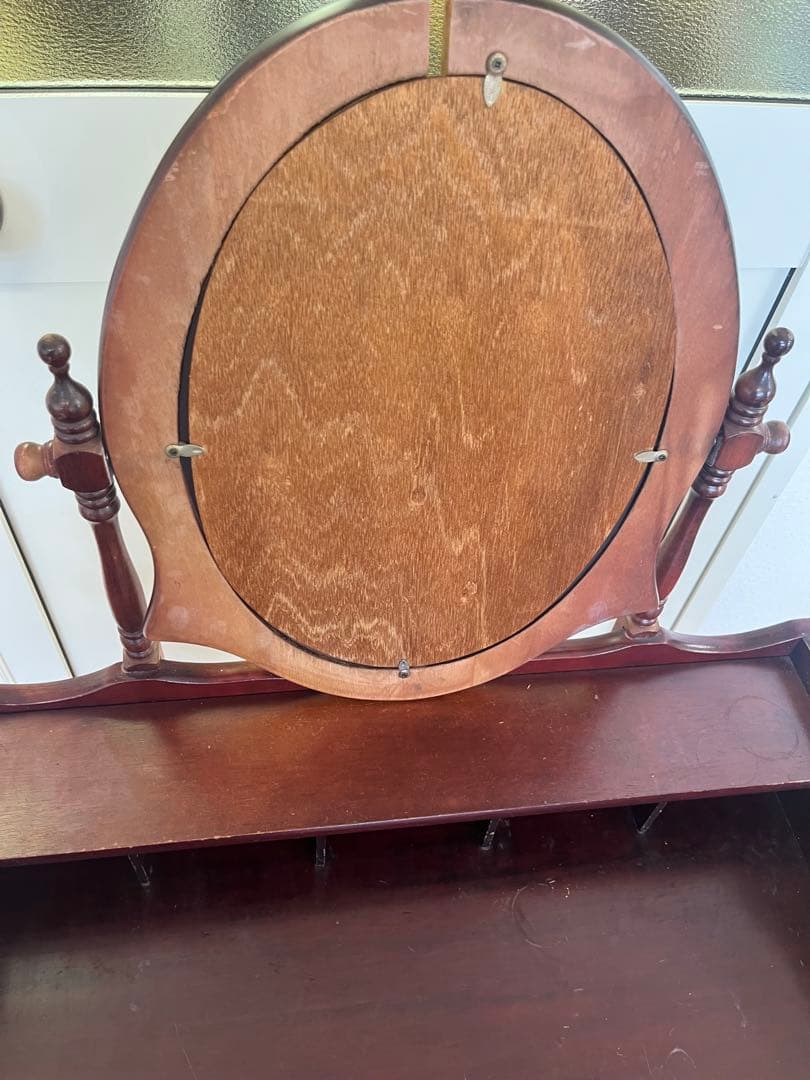 ヴィンテージ　ダークレッド 木製ドレッサー　鏡台　椅子なし　アンティーク