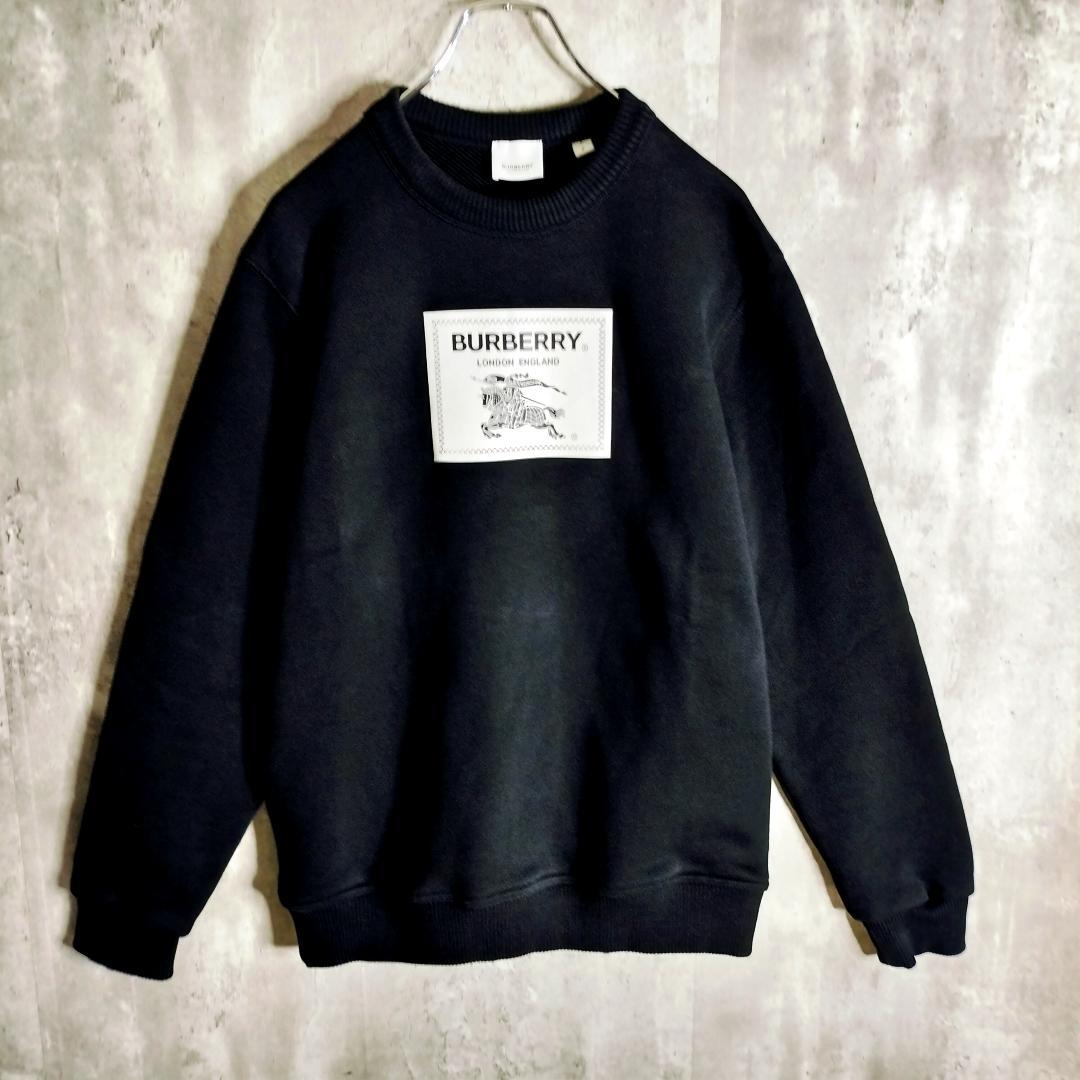 【現行タグ・美品】バーバリー プロ―サムラベル EKD騎士 スウェット 黒
