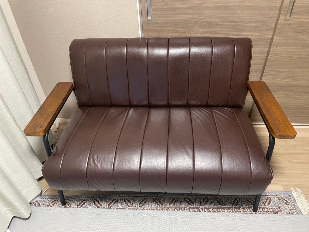 傷・汚れに強い合成皮革 2人用ソファ(Nシールド ステイン2KD DBR)