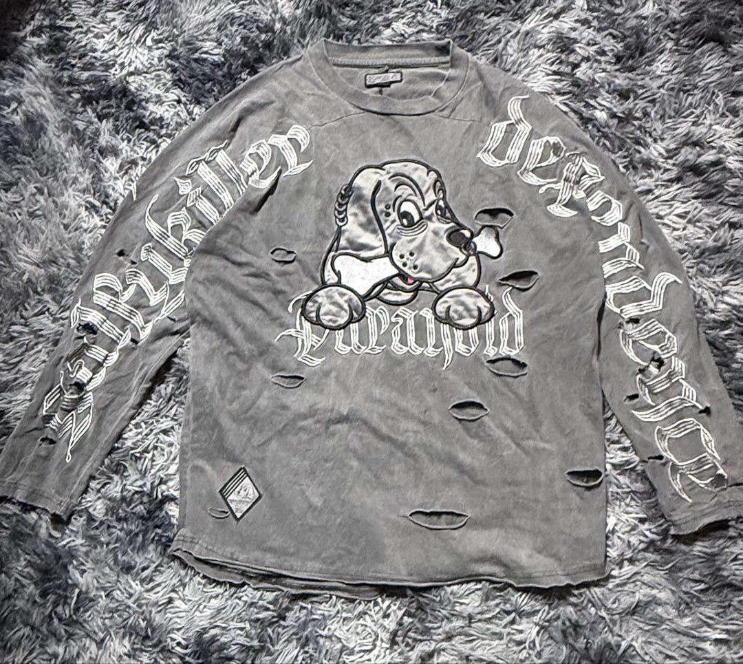 GALFY (ガルフィー) 病みに染まりしロンTee INK BLACK 中型犬