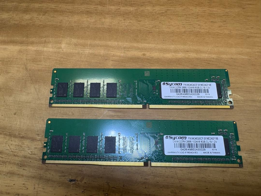 [動作確認済]Sycom DDR4 8GB×2＝16GB デスクトップ用メモリー