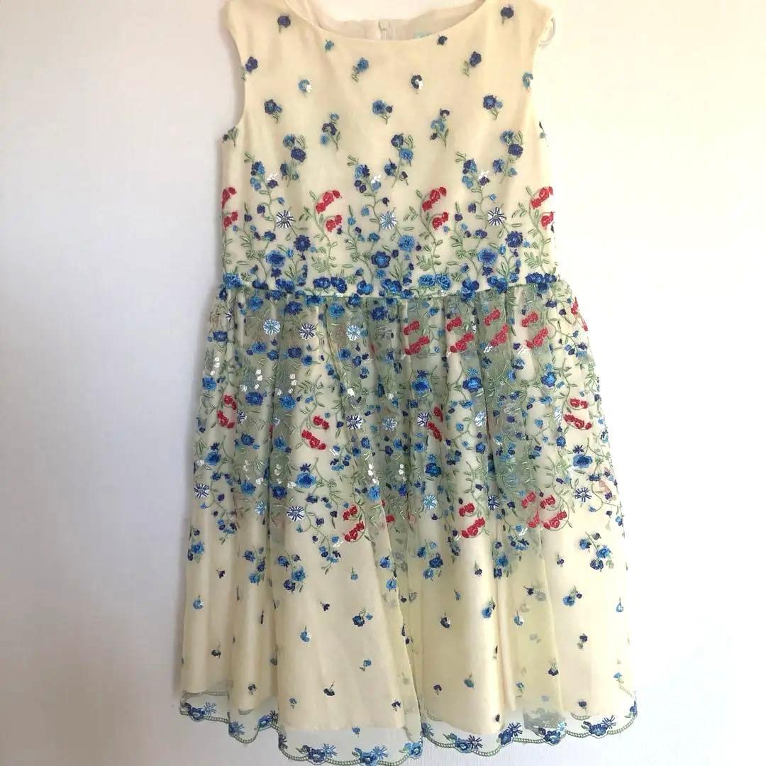 花柄刺繍ノースリーブドレス