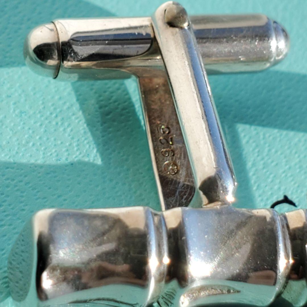 美品✨ティファニー カフス バンブー メンズ ビジネス スーツ シルバー