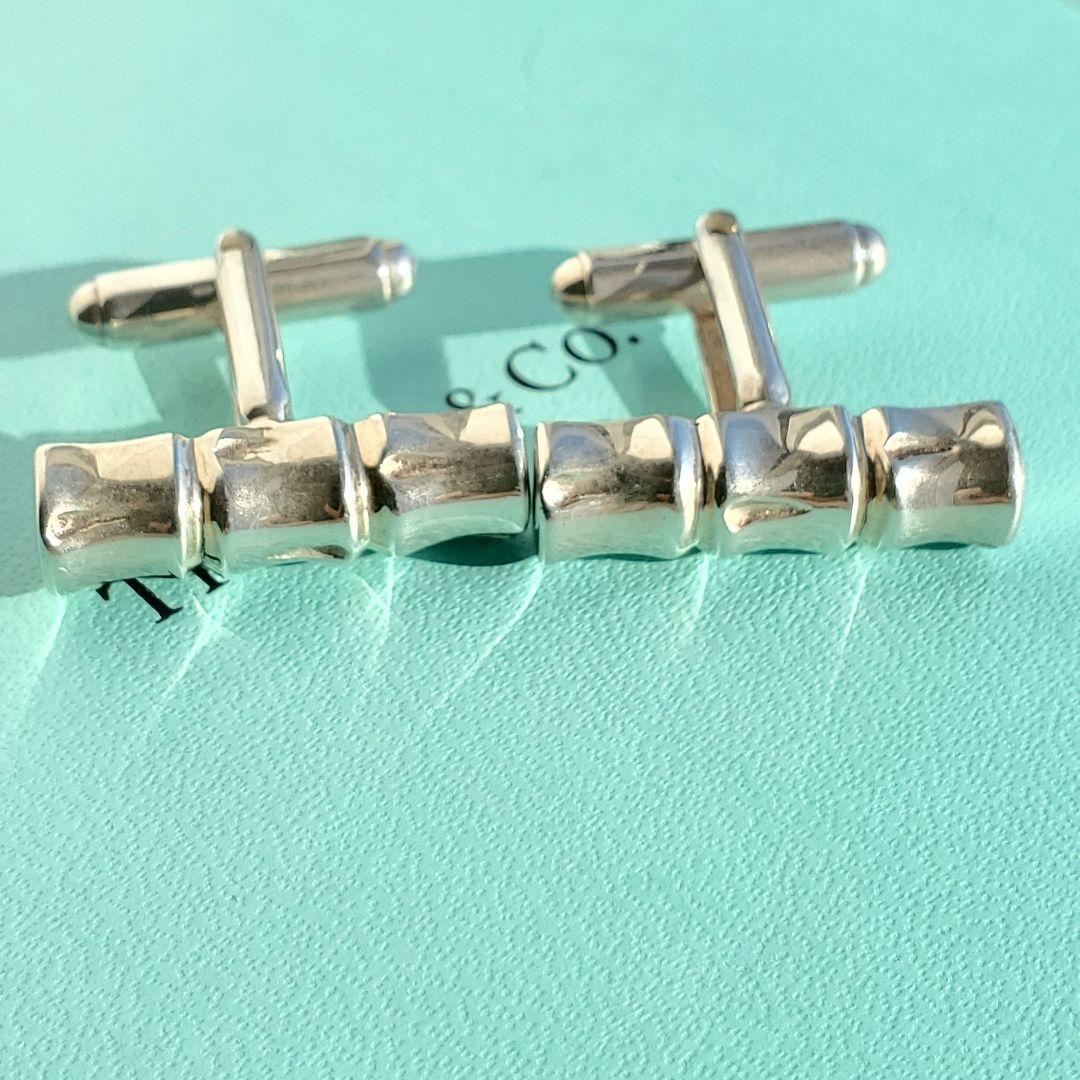 美品✨ティファニー カフス バンブー メンズ ビジネス スーツ シルバー