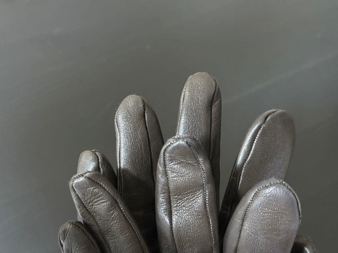 エルメス HERMES シェーヌダンクル レザー グローブ ブラウン