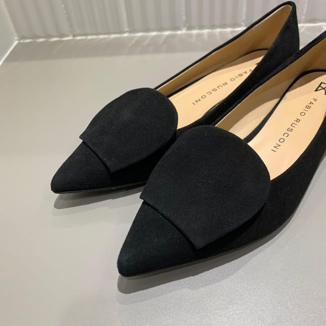 極美品✨FABIO RUSCONI ブラック フラットシューズ　36 1/2 黒