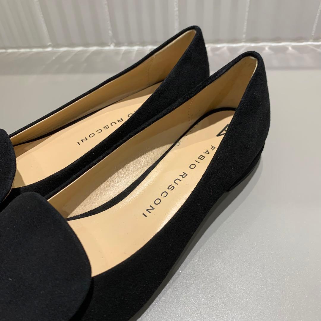 極美品✨FABIO RUSCONI ブラック フラットシューズ　36 1/2 黒