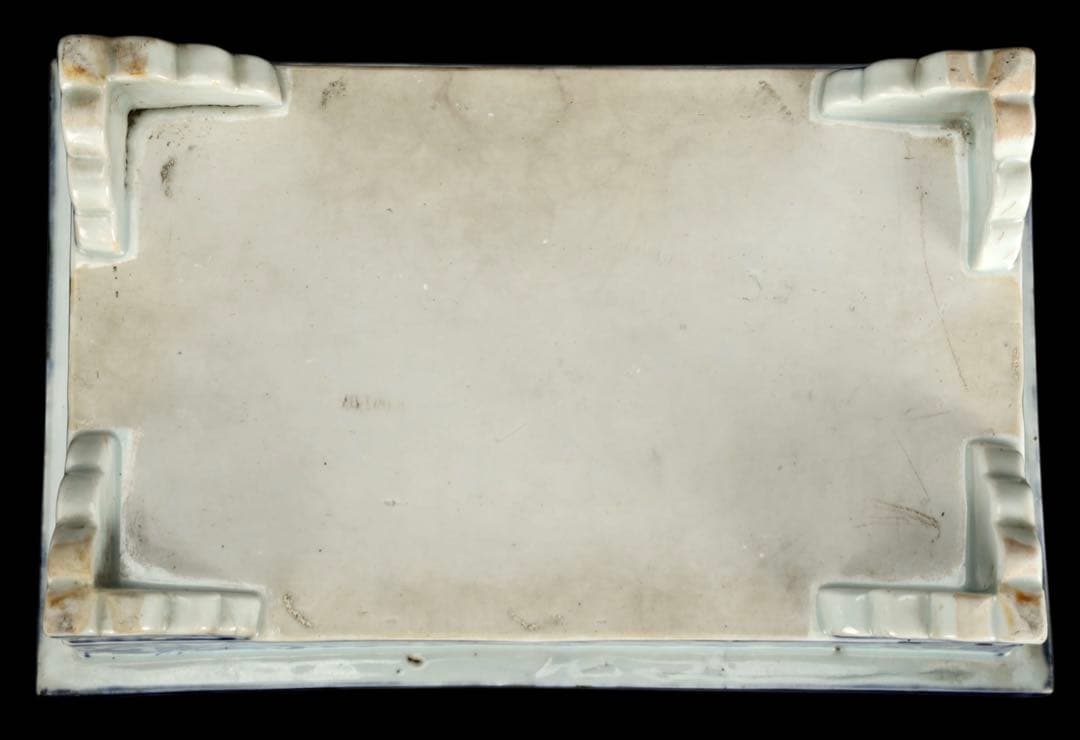 古伊万里 染付花唐草文 雲足 四方水盤 幅31㎝ 盆栽鉢 水石鉢 古美術 骨董品