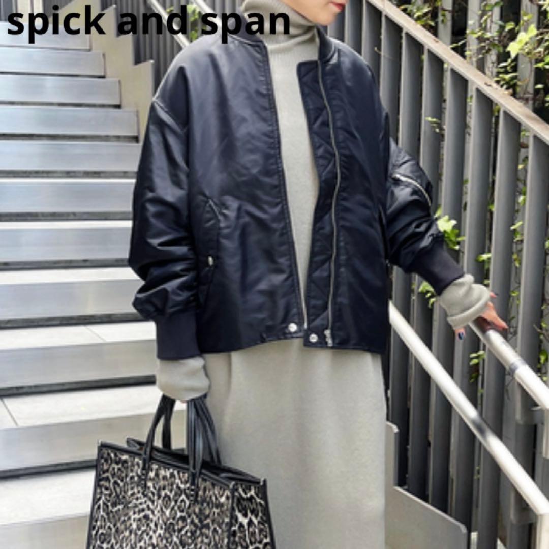 Spick & Span ナイロンツイルMA-1ジャケット 黒　38