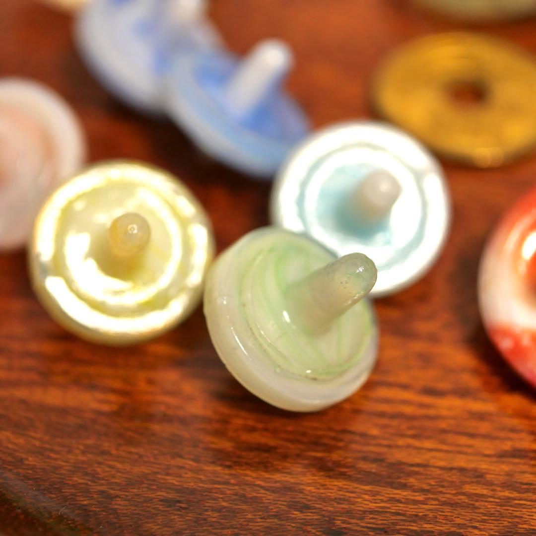 専用出品 ガラス独楽セット　和ガラス　レトロ　マーブル柄