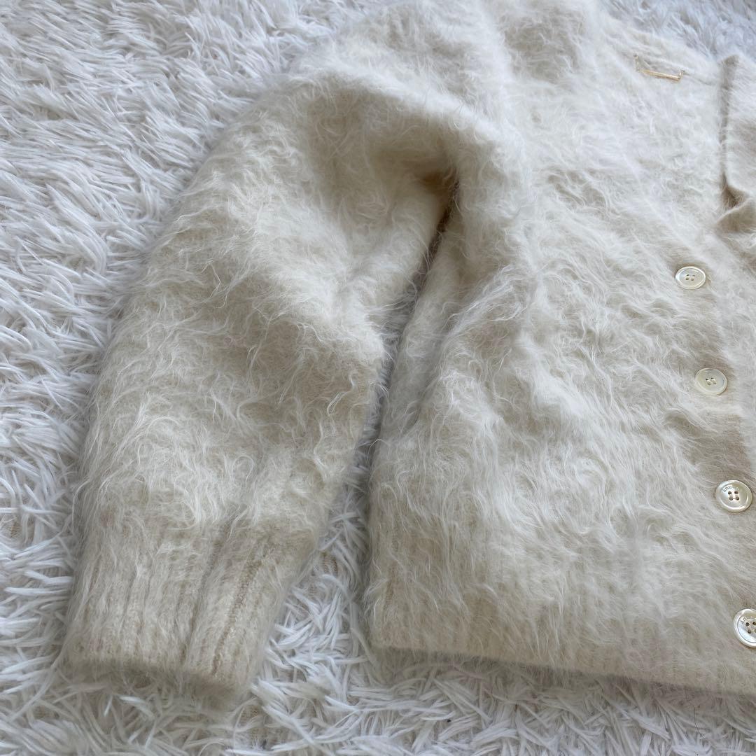 美品　anuans アニュアンス　カーディガン　アルパカ　ホワイト　アイボリー