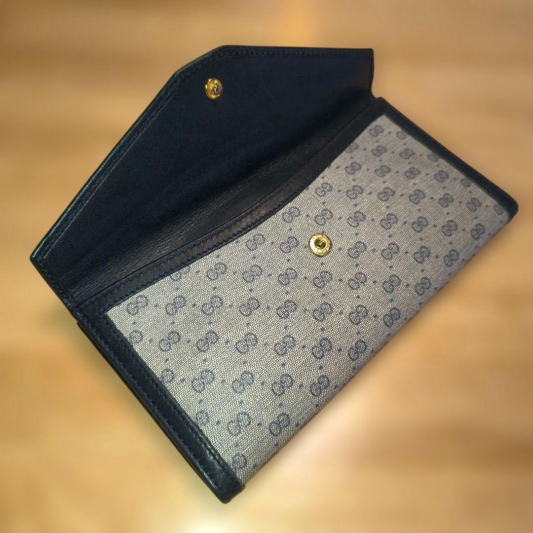 オールドGUCCI 二つ折り長財布 GクリップGG柄　イタリア製