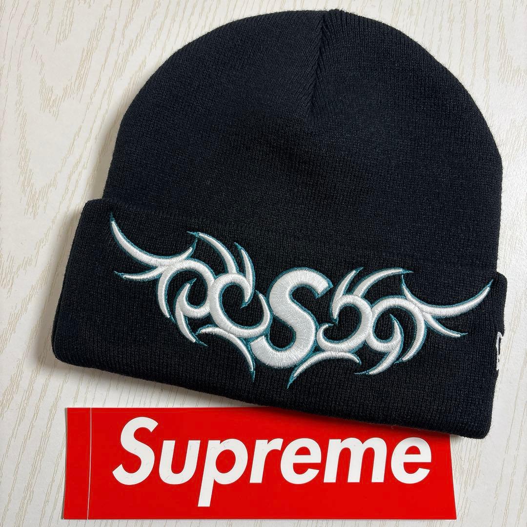 Supreme NEW ERA ニット帽　ビーニー　Sロゴ ブラック　黒