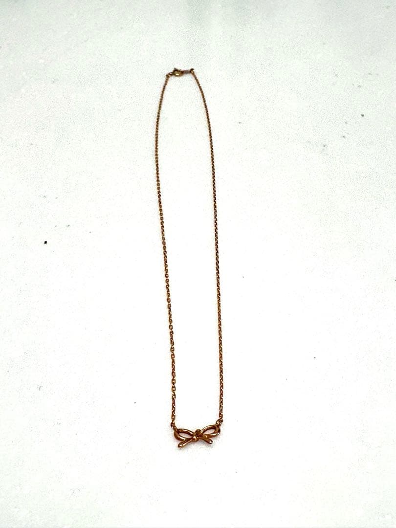 ete リボン　ネックレス　ピンクゴールド