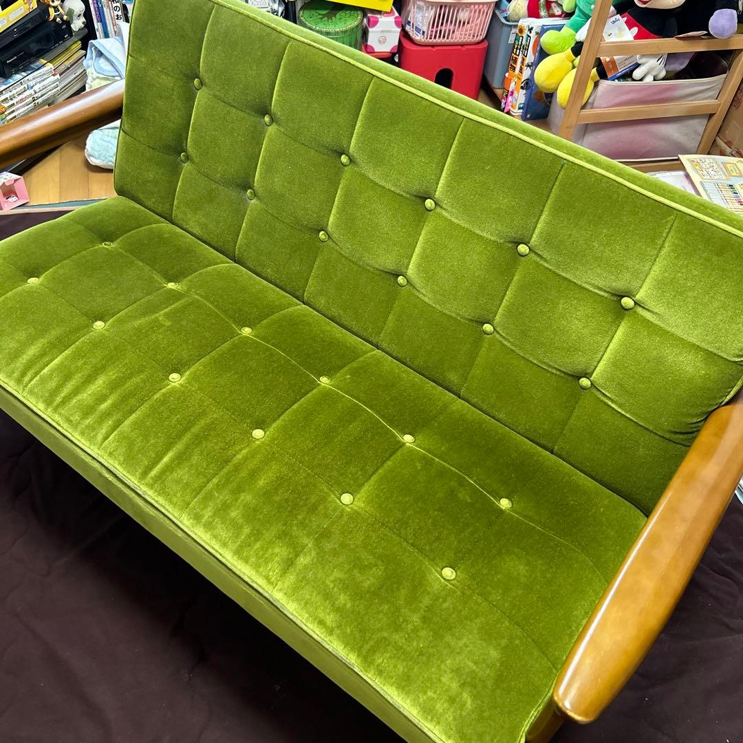 カリモク６０　Kチェア２シーターモケットグリーン